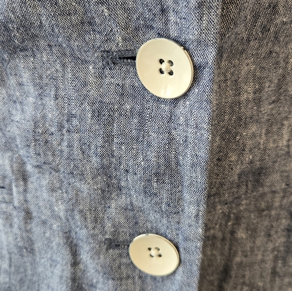 CARTONNIER ANTHROPOLOGIE CHAMBRAY LINEN BLEND 2 BUTTON BLAZER JACKET WOMEN 4 - Picture 11 of 12